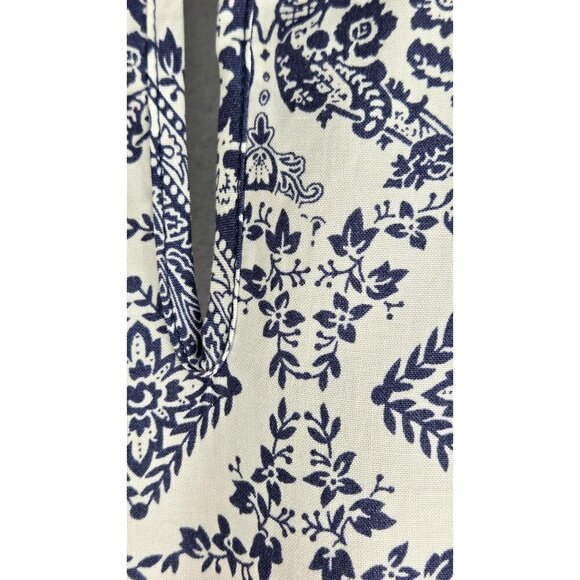 Romper Dress Midi Bule White Floral Geometric L by Hype Skort Vaca Beach Boho - Picture 14 of 15